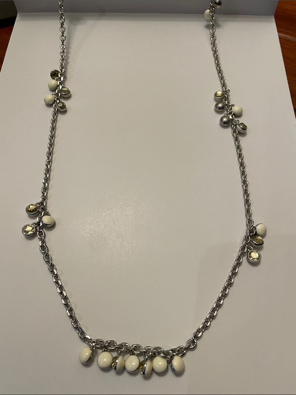 Lia Sophia Silver-Tone Necklace with White Bead Drops